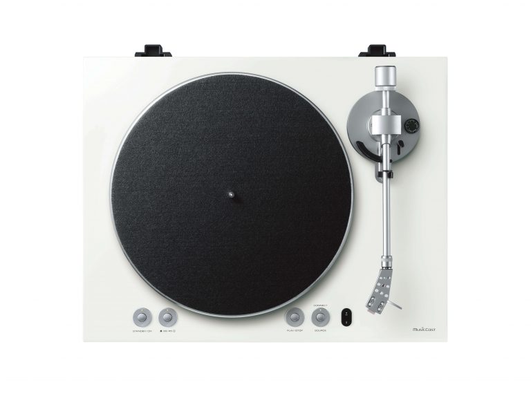 Yamaha Musiccast vinyl 500 i hvid set fra toppen